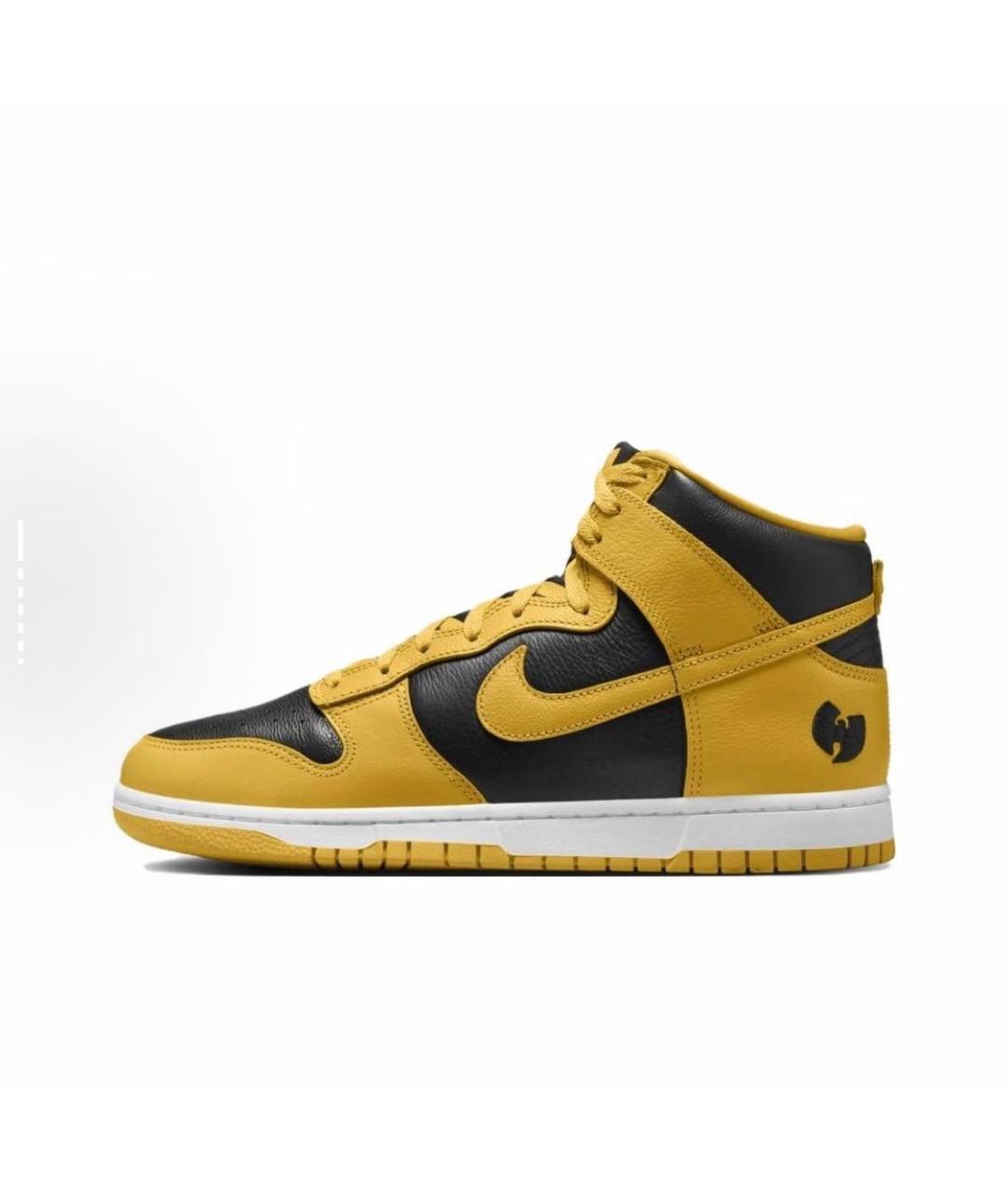 NIKE Желтые кожаные высокие кроссовки / кеды, фото 4