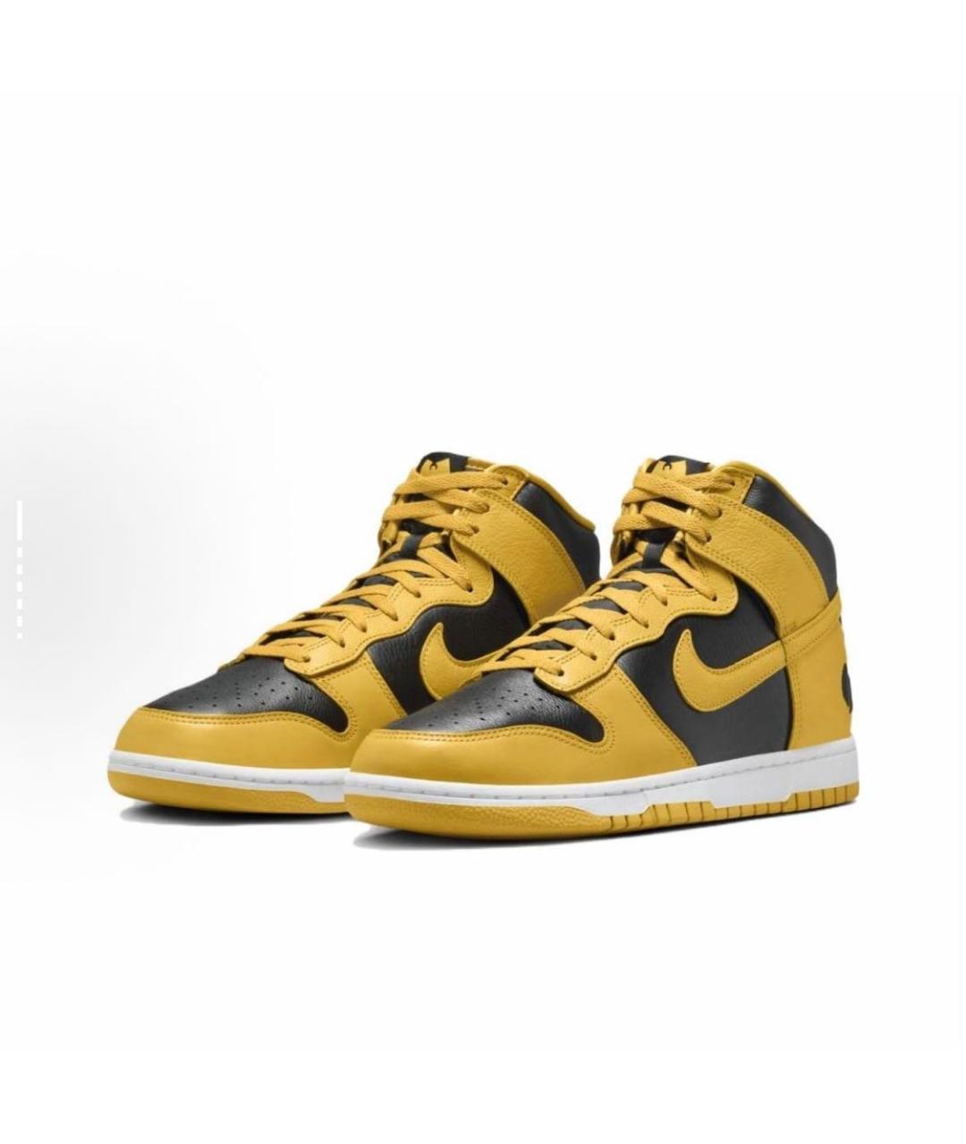 NIKE Желтые кожаные высокие кроссовки / кеды, фото 2