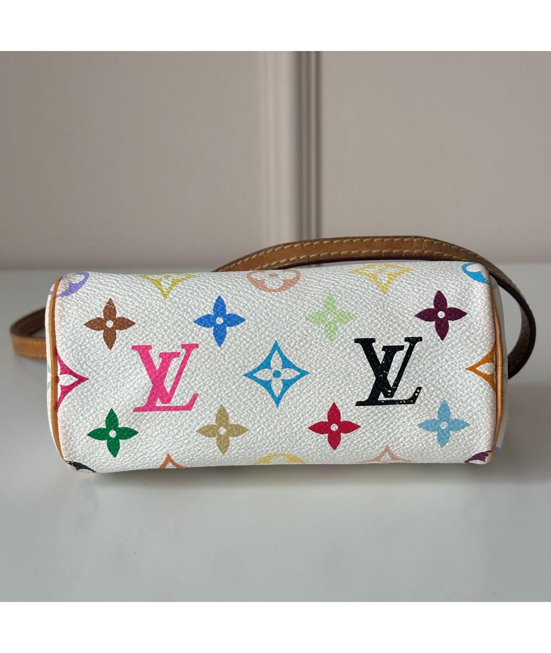 LOUIS VUITTON Белая кожаная сумка с короткими ручками, фото 6