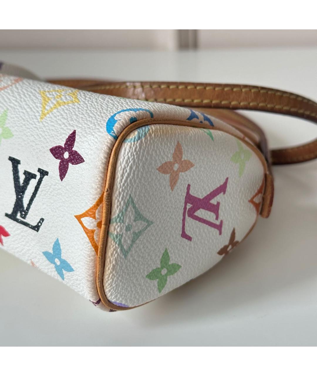 LOUIS VUITTON Белая кожаная сумка с короткими ручками, фото 7