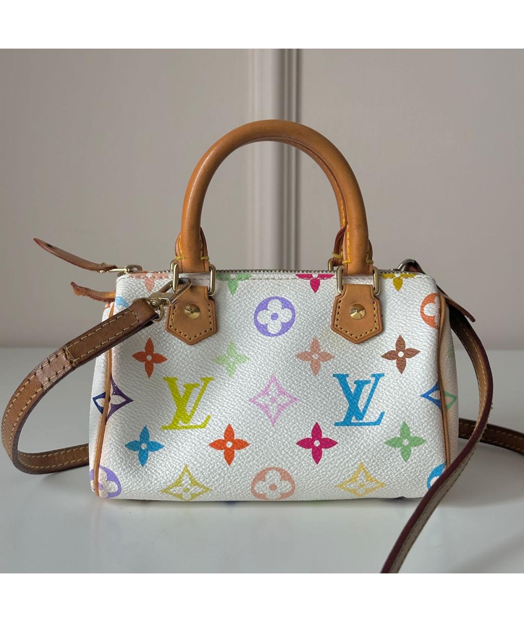 LOUIS VUITTON Белая кожаная сумка с короткими ручками, фото 9