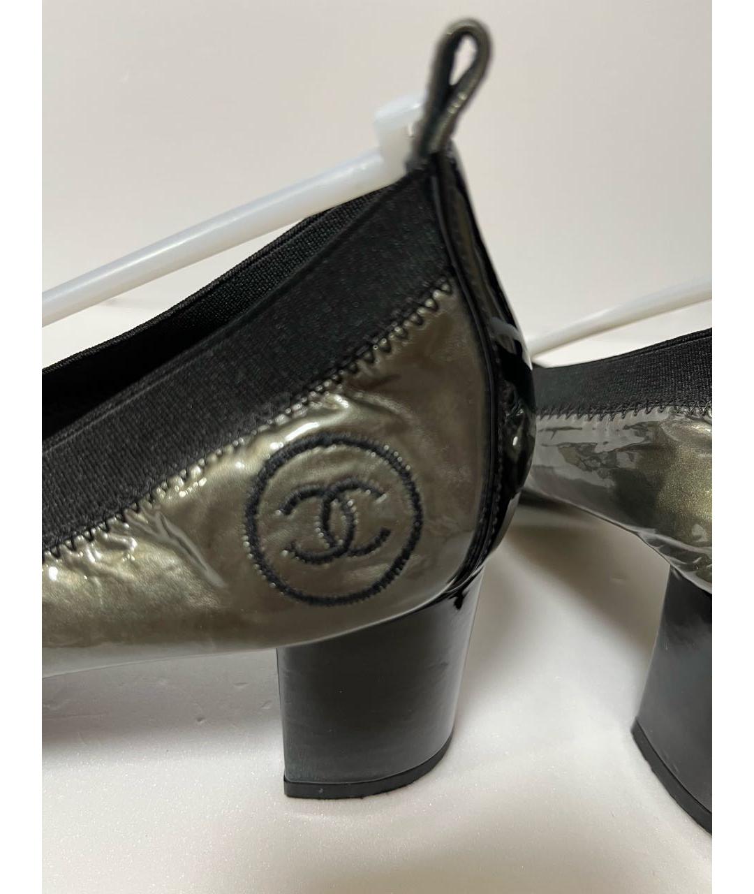 CHANEL Хаки туфли из лакированной кожи, фото 6