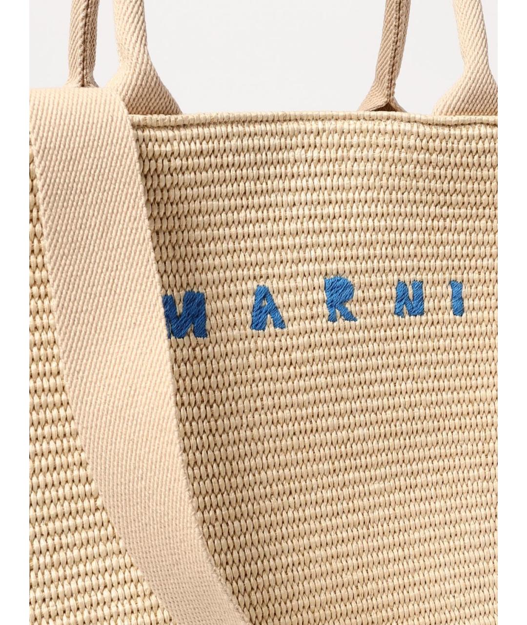 MARNI Бежевая пелетеная сумка тоут, фото 4