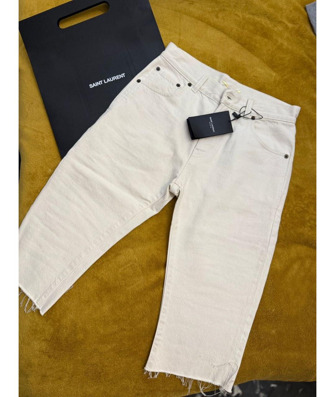 SAINT LAURENT Белые хлопковые шорты, фото 2