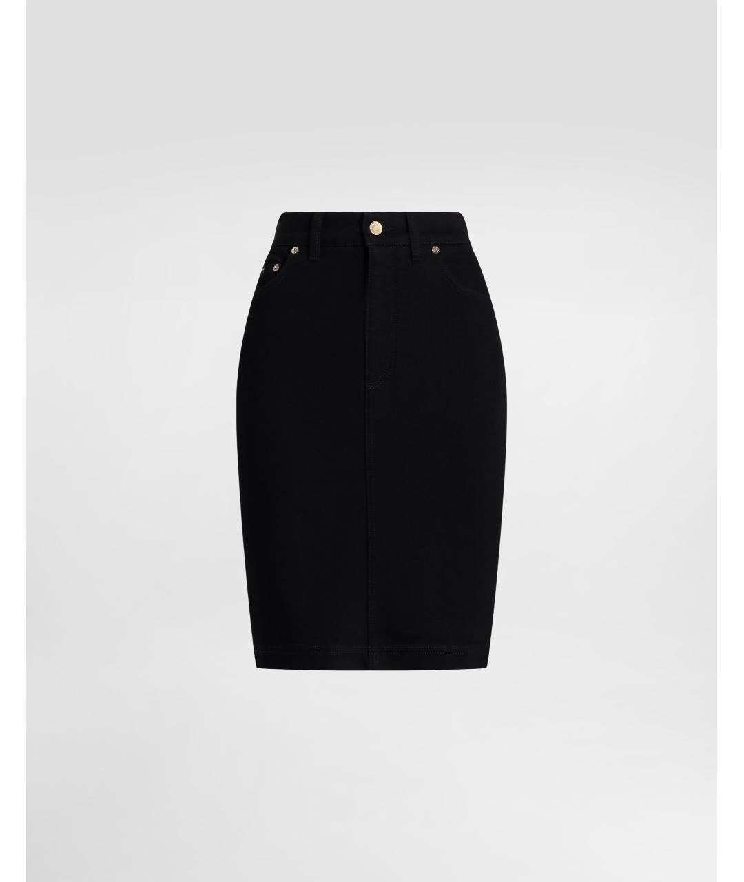 DOLCE&GABBANA Черная хлопковая юбка миди, фото 4
