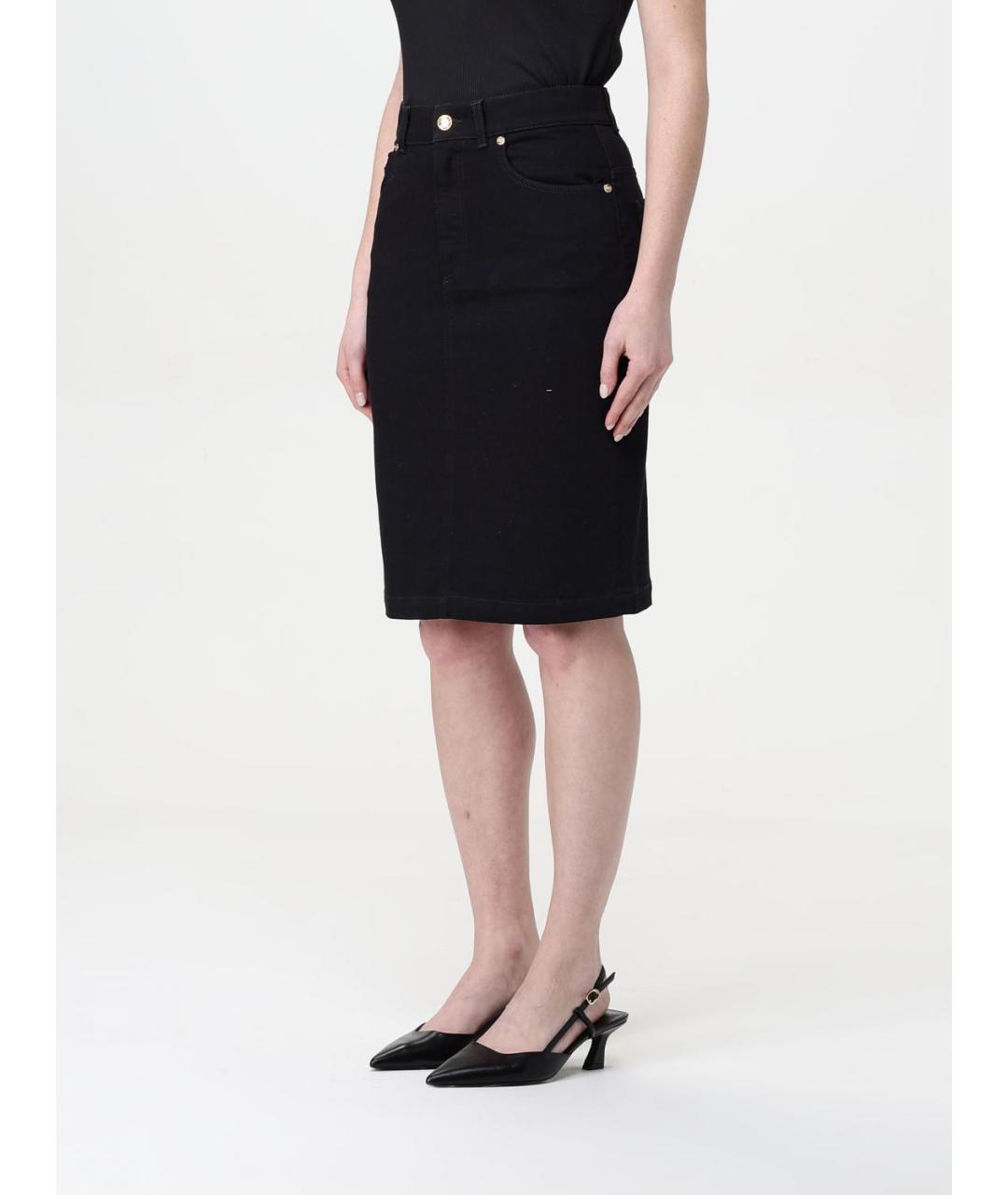 DOLCE&GABBANA Черная хлопковая юбка миди, фото 2