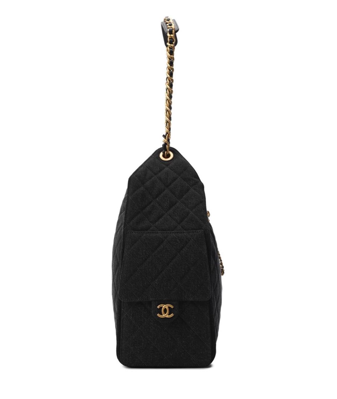 CHANEL Черная тканевая сумка тоут, фото 4