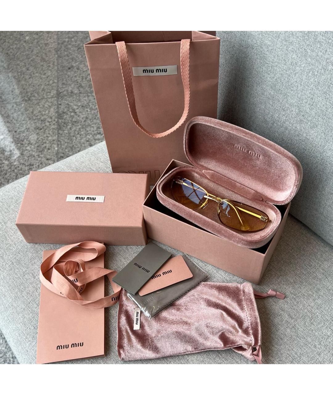 MIU MIU Золотые солнцезащитные очки, фото 9