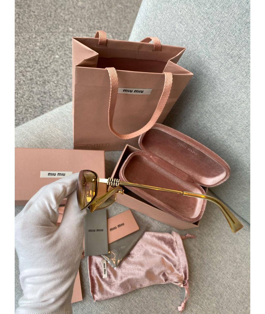 MIU MIU Золотые солнцезащитные очки, фото 8