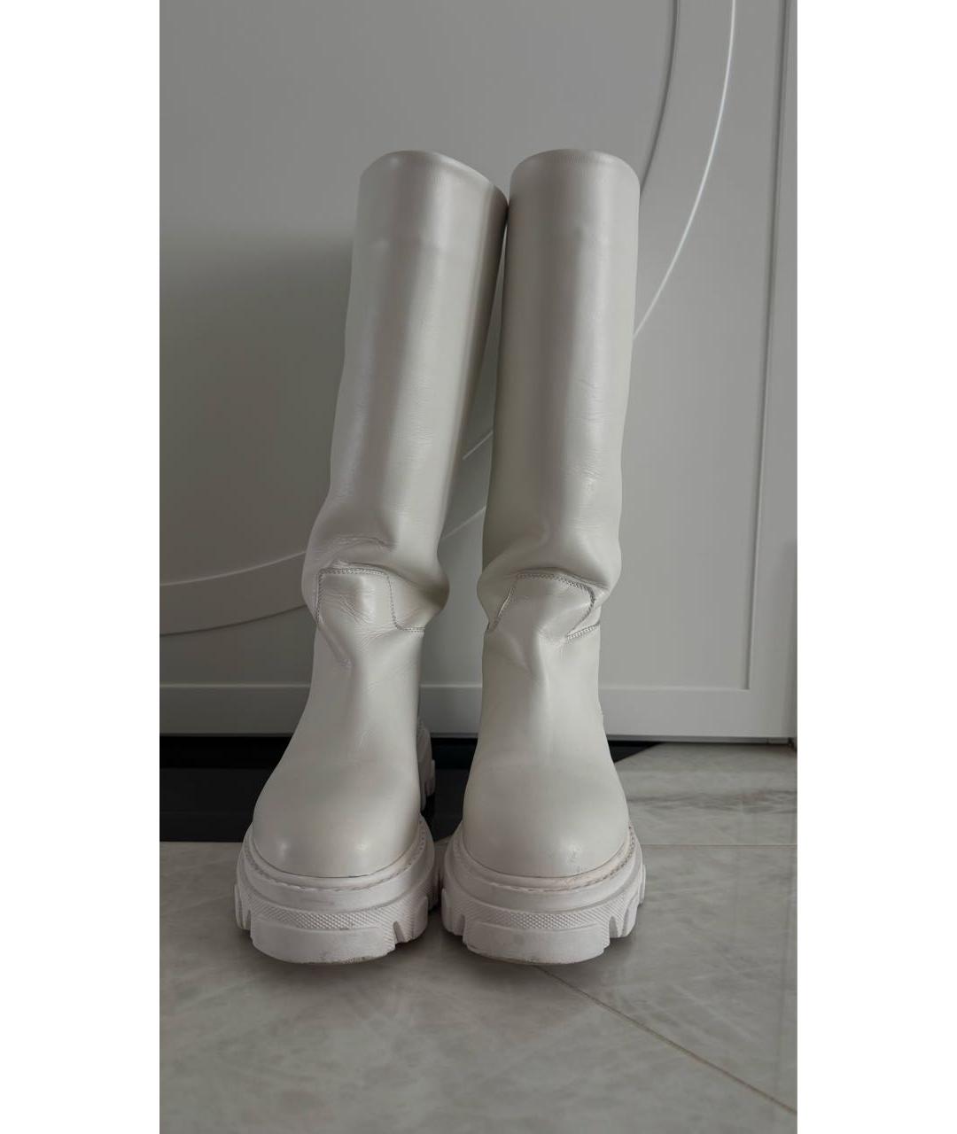 GIA COUTURE Белые кожаные сапоги, фото 2