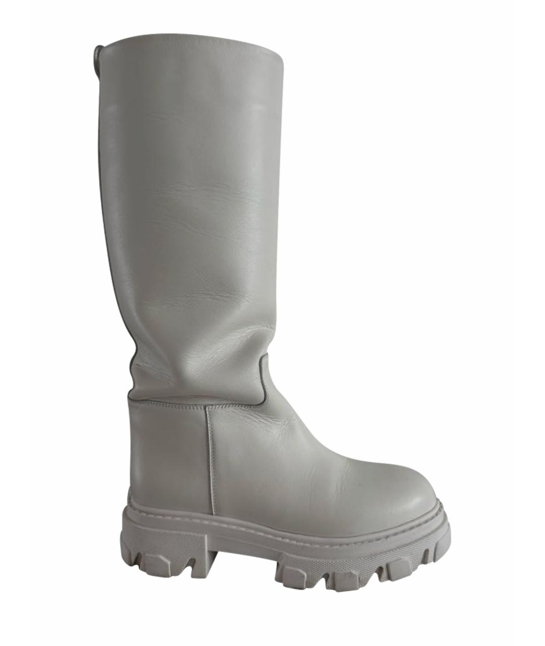 GIA COUTURE Белые кожаные сапоги, фото 1