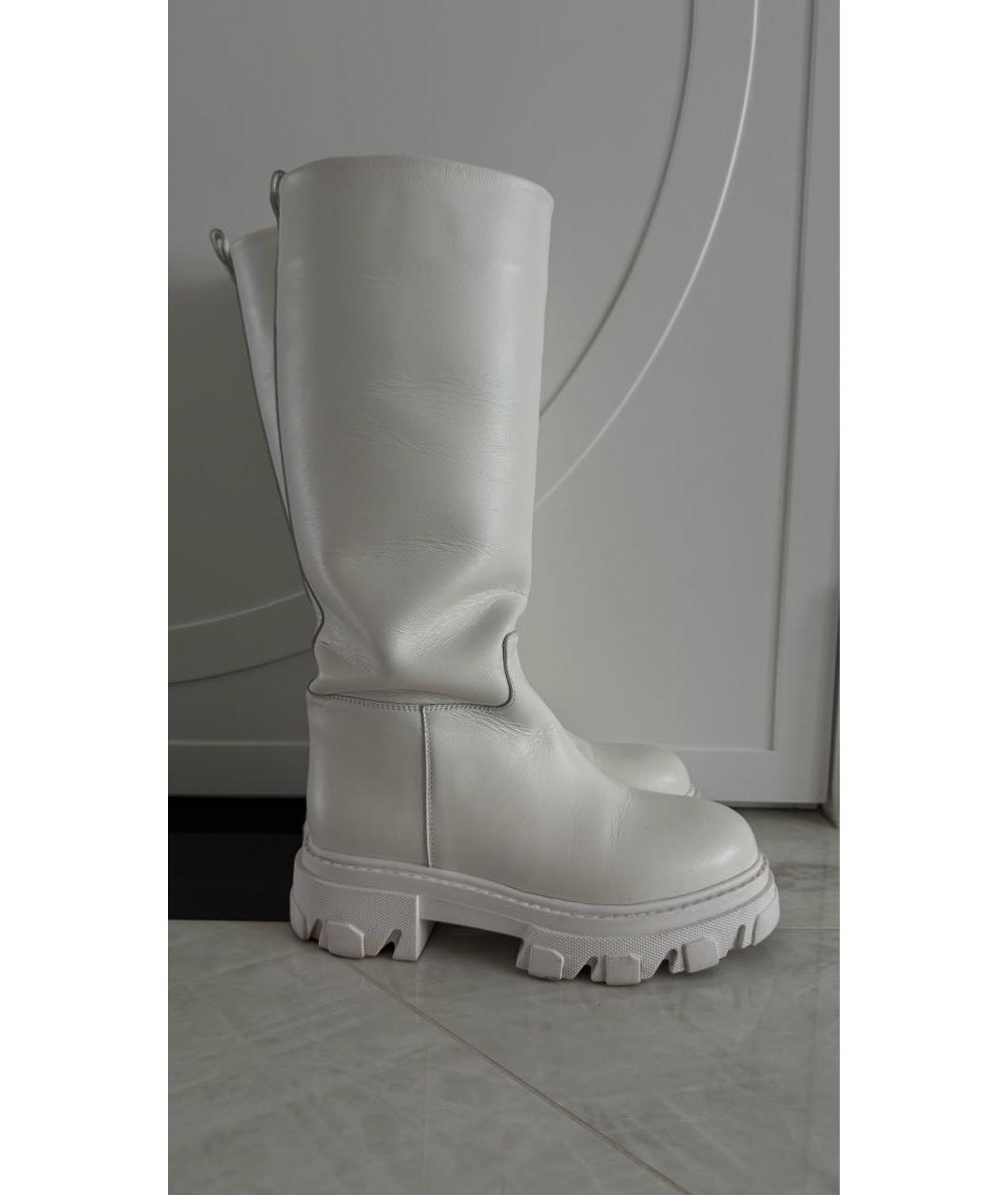 GIA COUTURE Белые кожаные сапоги, фото 5