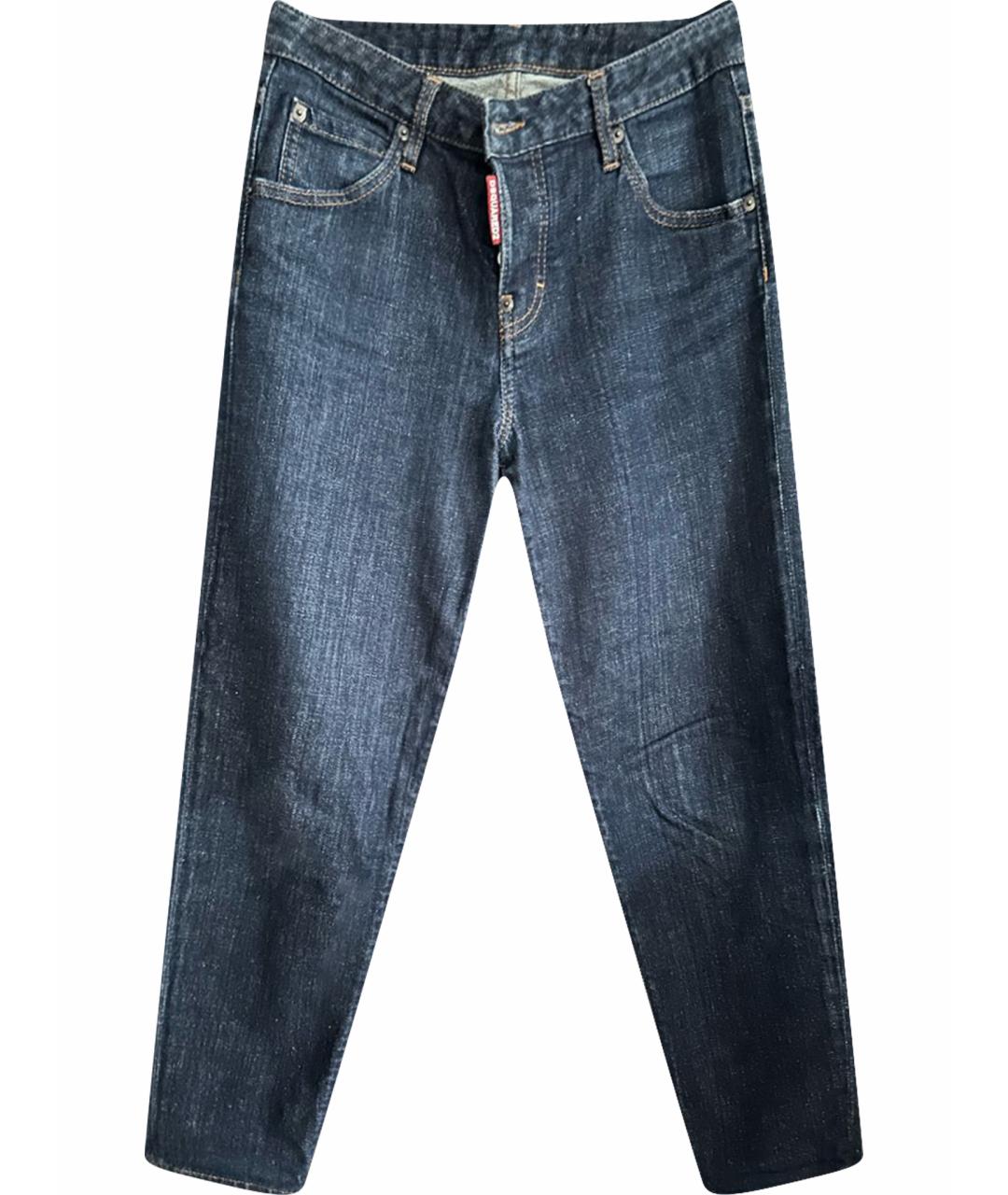 DSQUARED2 Темно-синие хлопко-эластановые джинсы слим, фото 1