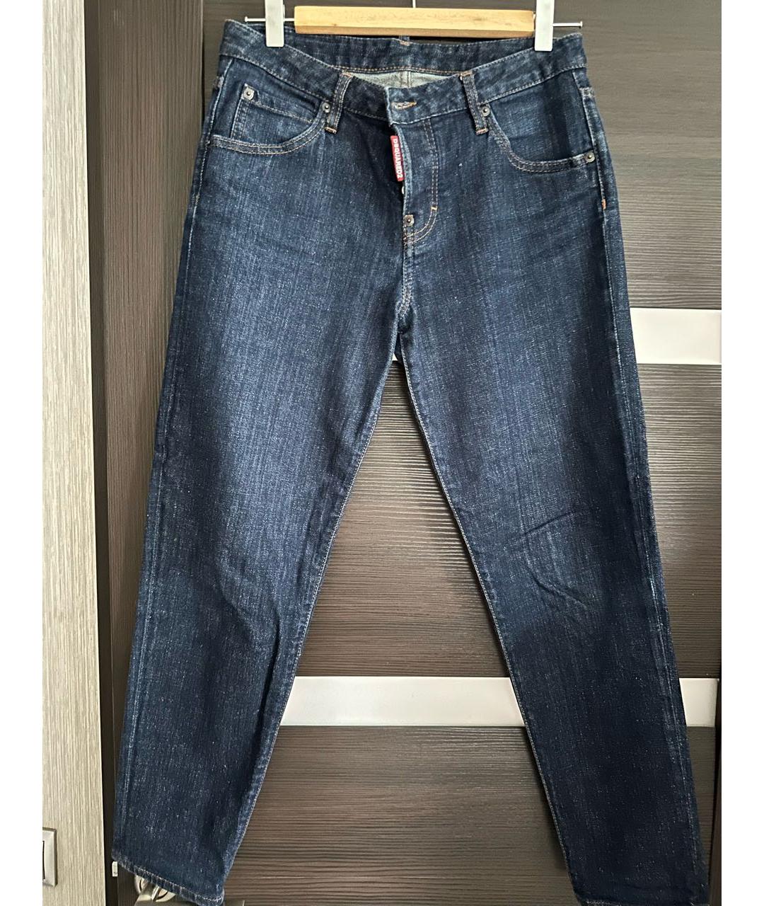 DSQUARED2 Темно-синие хлопко-эластановые джинсы слим, фото 8