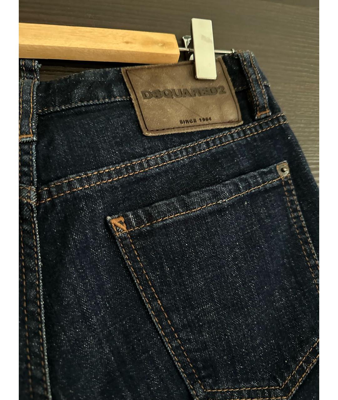 DSQUARED2 Темно-синие хлопко-эластановые джинсы слим, фото 5