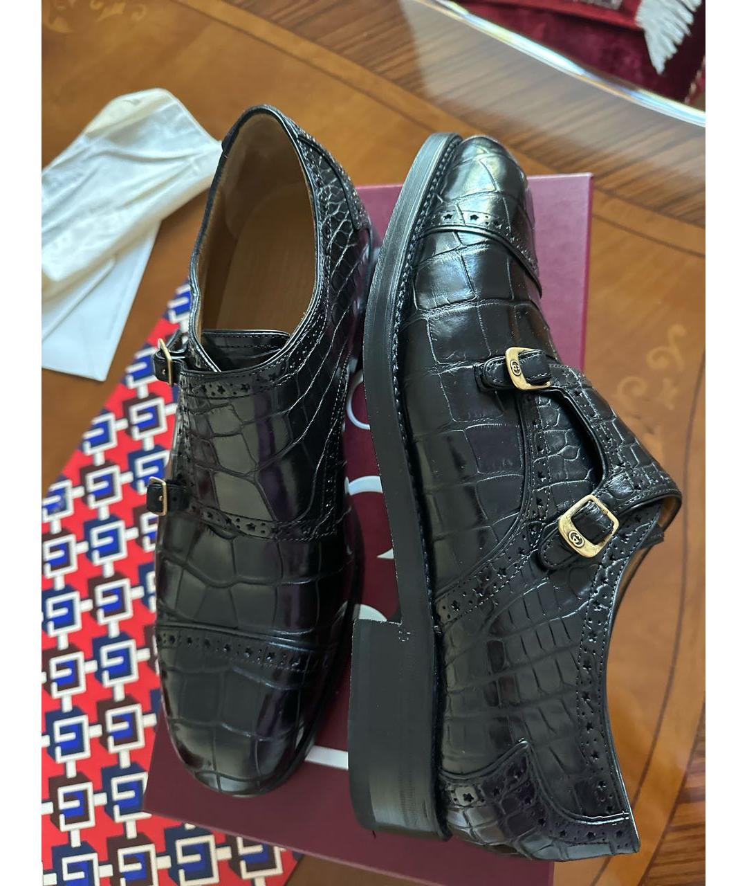 GUCCI Черные туфли из экзотической кожи, фото 5