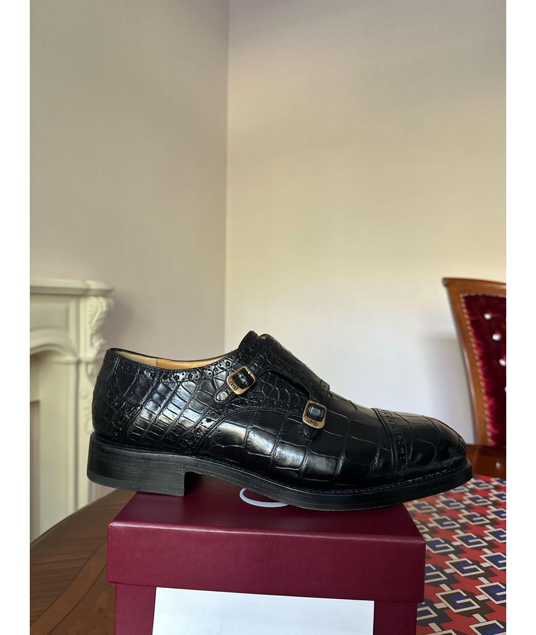 GUCCI Черные туфли из экзотической кожи, фото 9