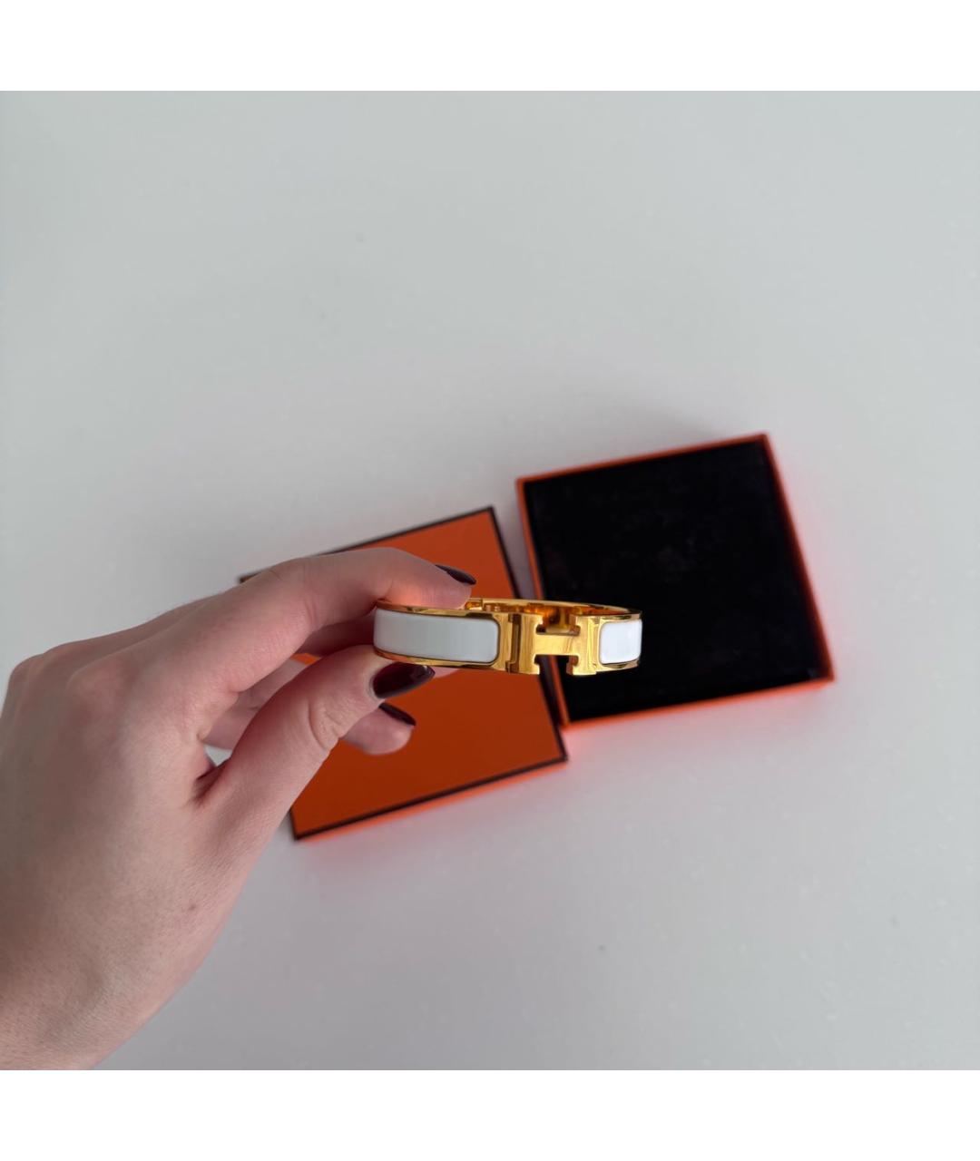 HERMES Белый металлический браслет, фото 3