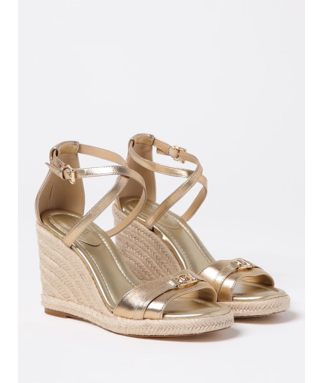 MICHAEL KORS Золотые кожаные босоножки, фото 2