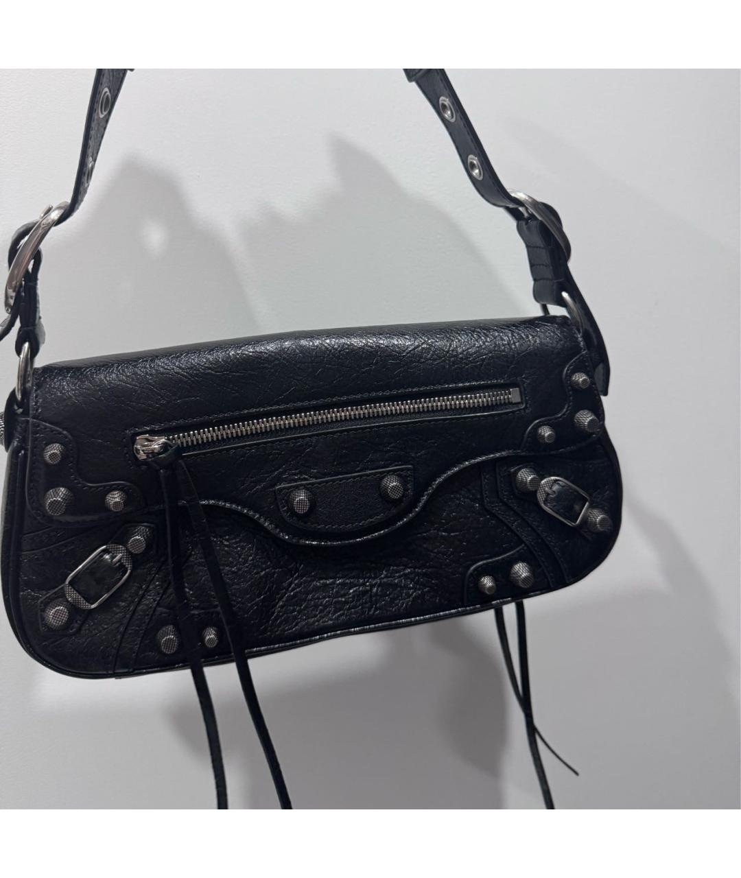 BALENCIAGA Черная кожаная сумка с короткими ручками, фото 5