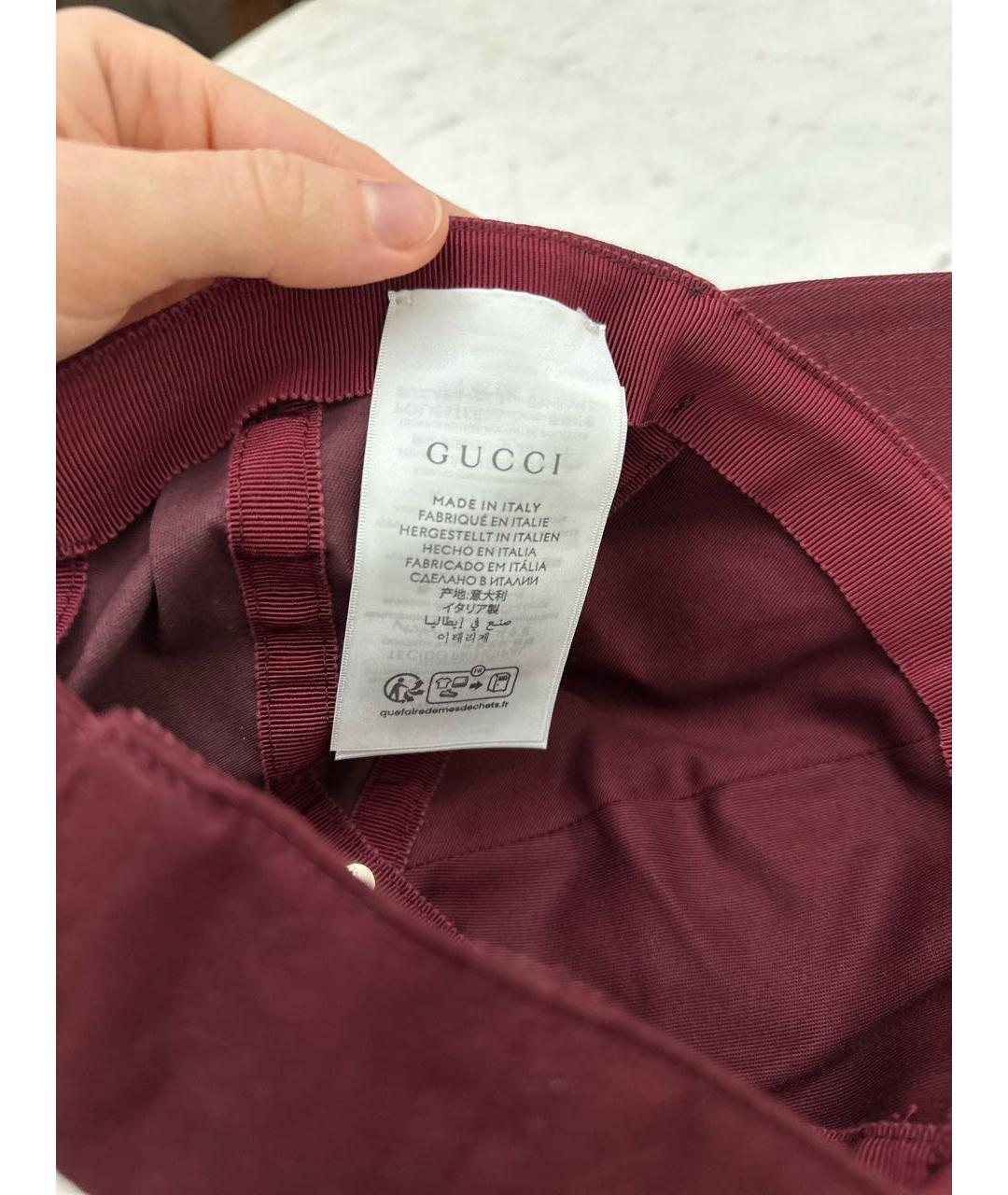 GUCCI Бордовая хлопковая кепка/бейсболка, фото 3