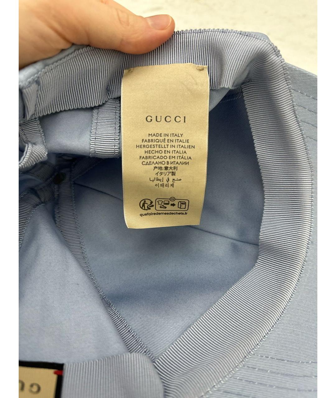 GUCCI Голубая хлопковая кепка/бейсболка, фото 2