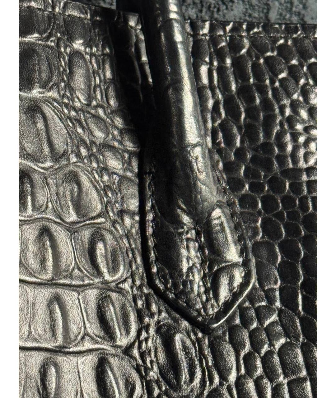 HERMES Черная сумка с короткими ручками из экзотической кожи, фото 4