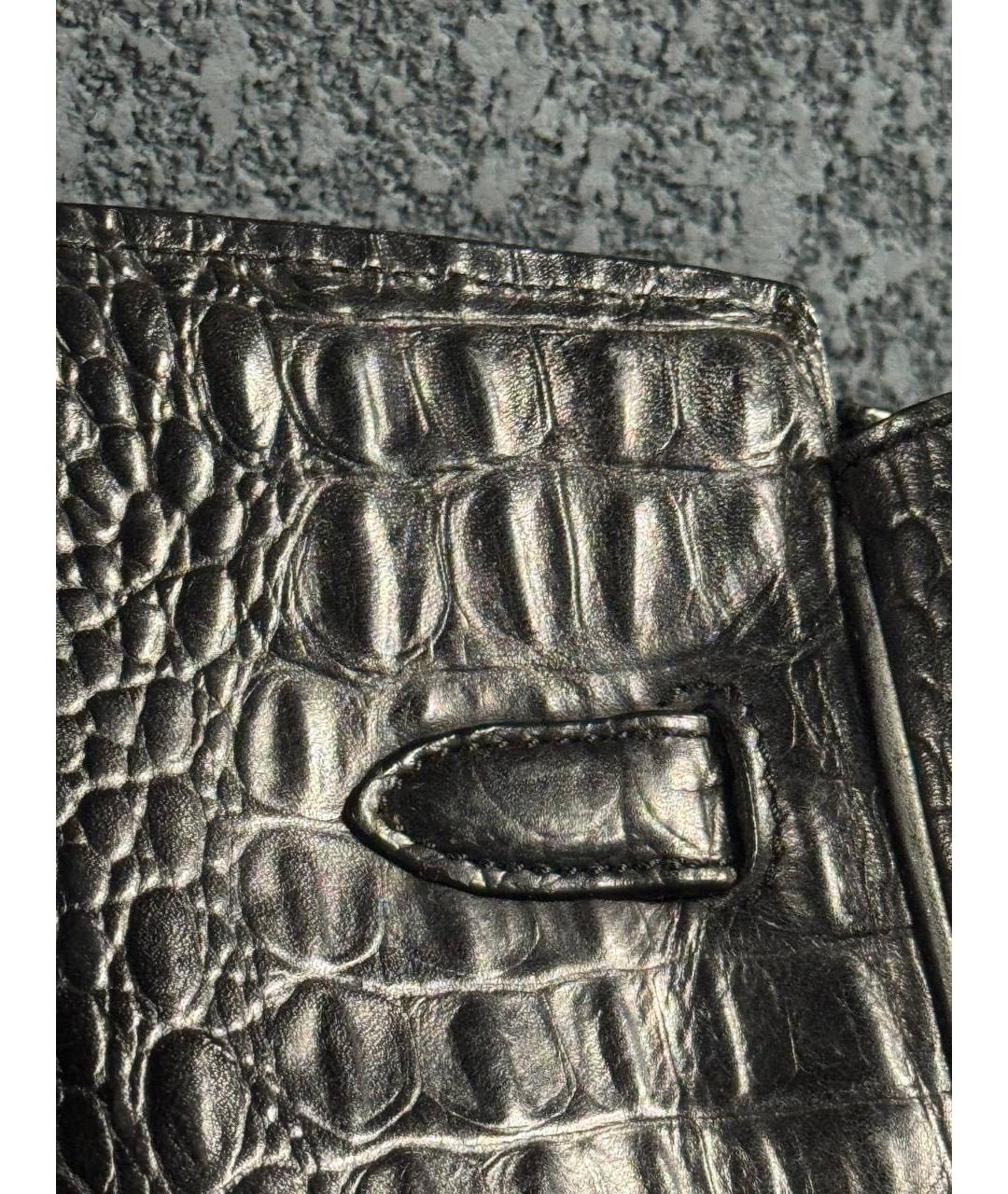 HERMES Черная сумка с короткими ручками из экзотической кожи, фото 5