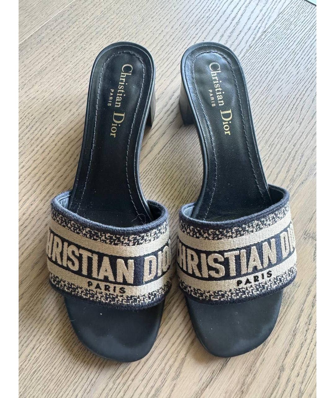 CHRISTIAN DIOR Антрацитовые текстильные мюли, фото 2