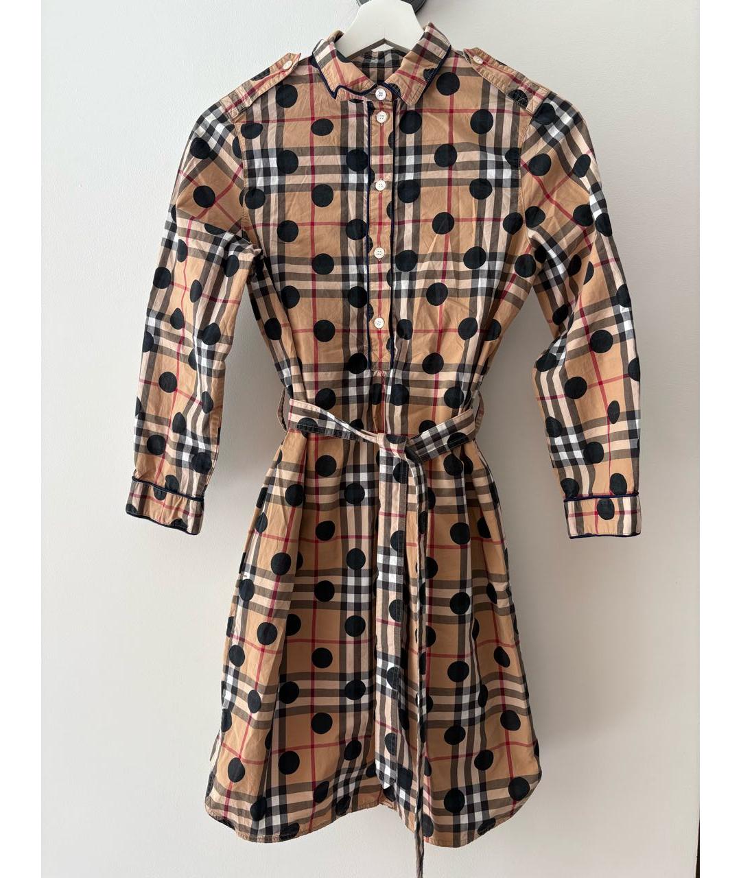 BURBERRY Коричневое хлопковое повседневное платье, фото 7