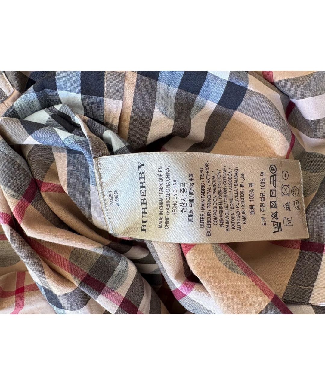 BURBERRY Коричневое хлопковое повседневное платье, фото 5