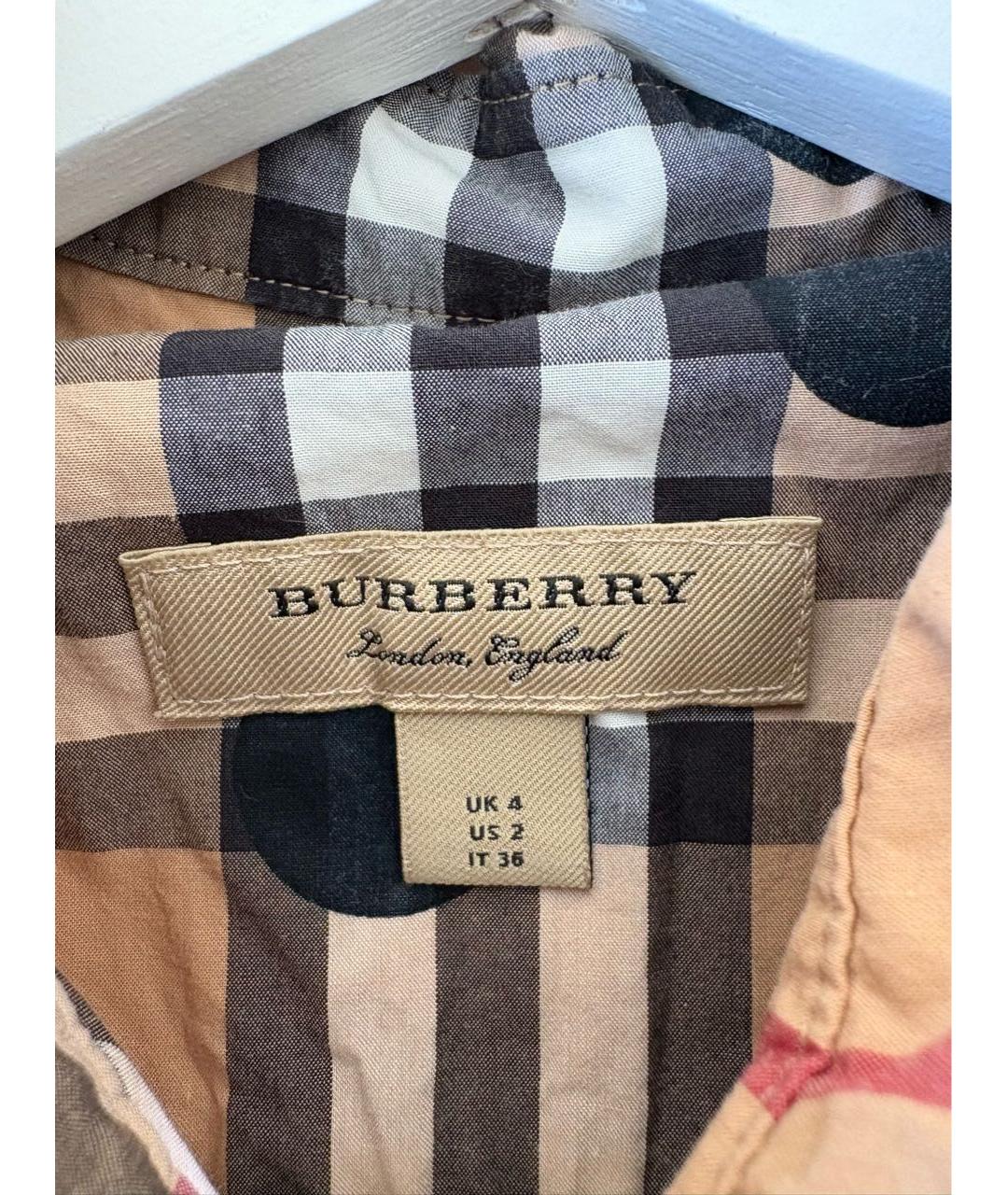 BURBERRY Коричневое хлопковое повседневное платье, фото 3