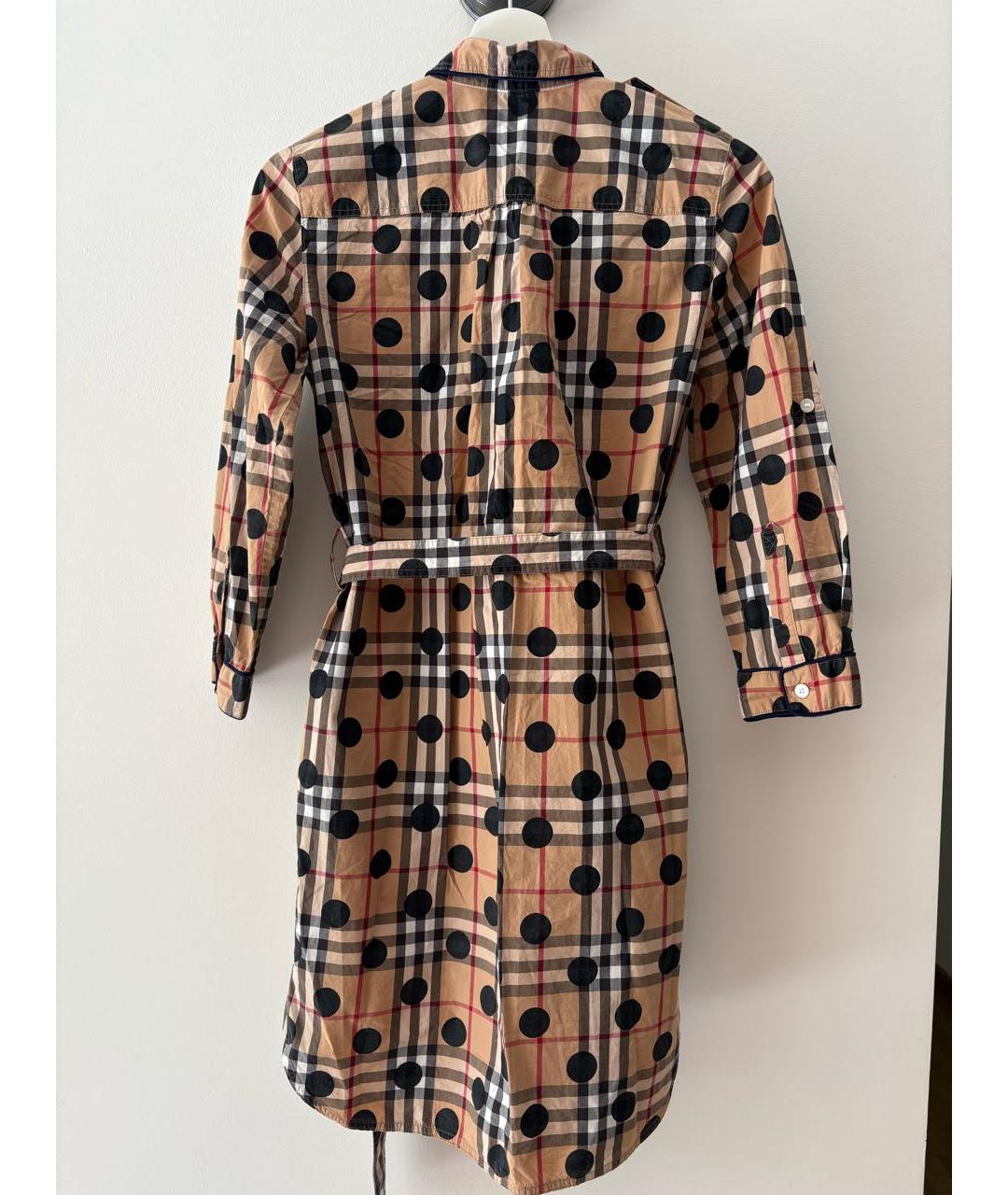 BURBERRY Коричневое хлопковое повседневное платье, фото 2