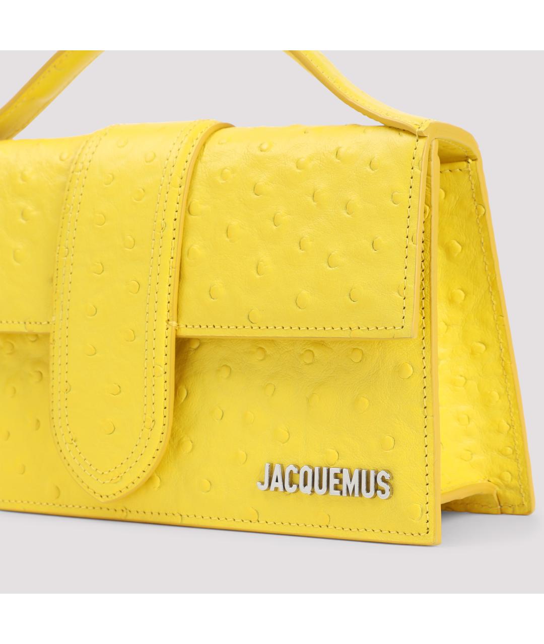 JACQUEMUS Желтая кожаная сумка с короткими ручками, фото 4