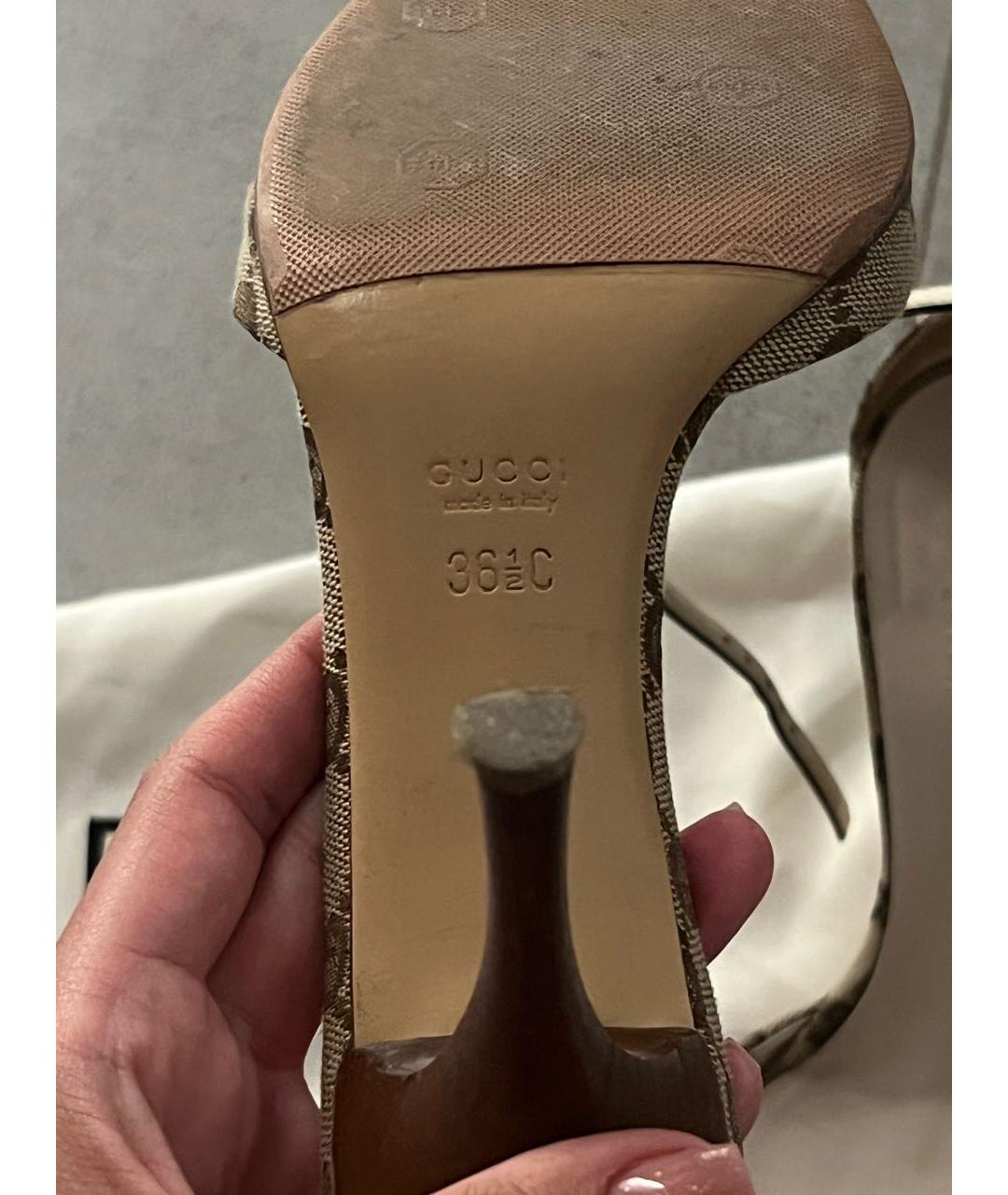 GUCCI Бежевые босоножки, фото 6