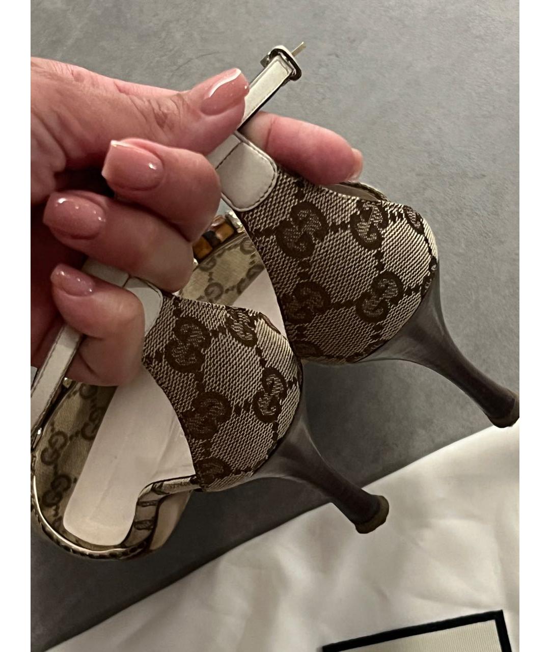 GUCCI Бежевые босоножки, фото 4
