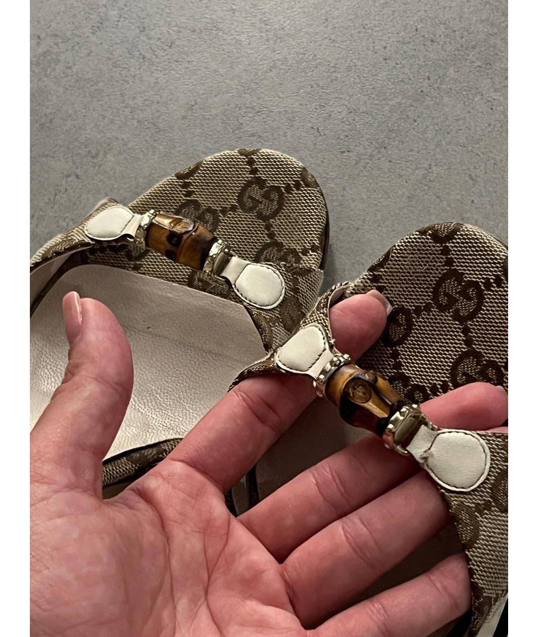 GUCCI Бежевые босоножки, фото 5