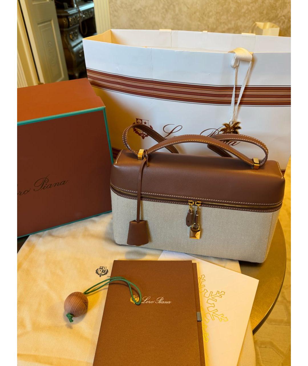 LORO PIANA Коричневая кожаная сумка через плечо, фото 2