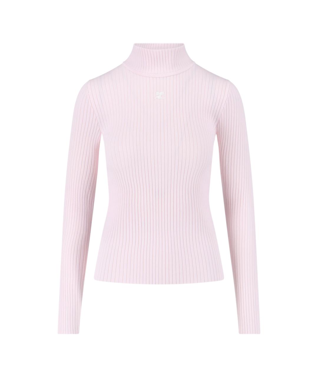 COURREGES Розовая вискозная водолазка, фото 1