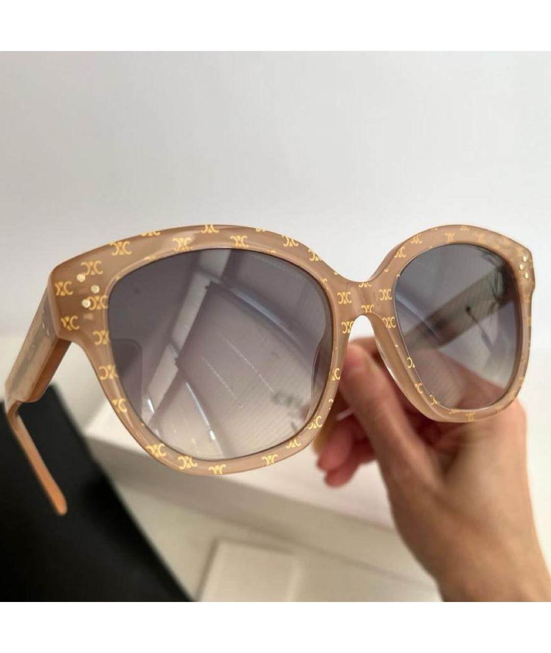 CELINE Бежевые пластиковые солнцезащитные очки, фото 2