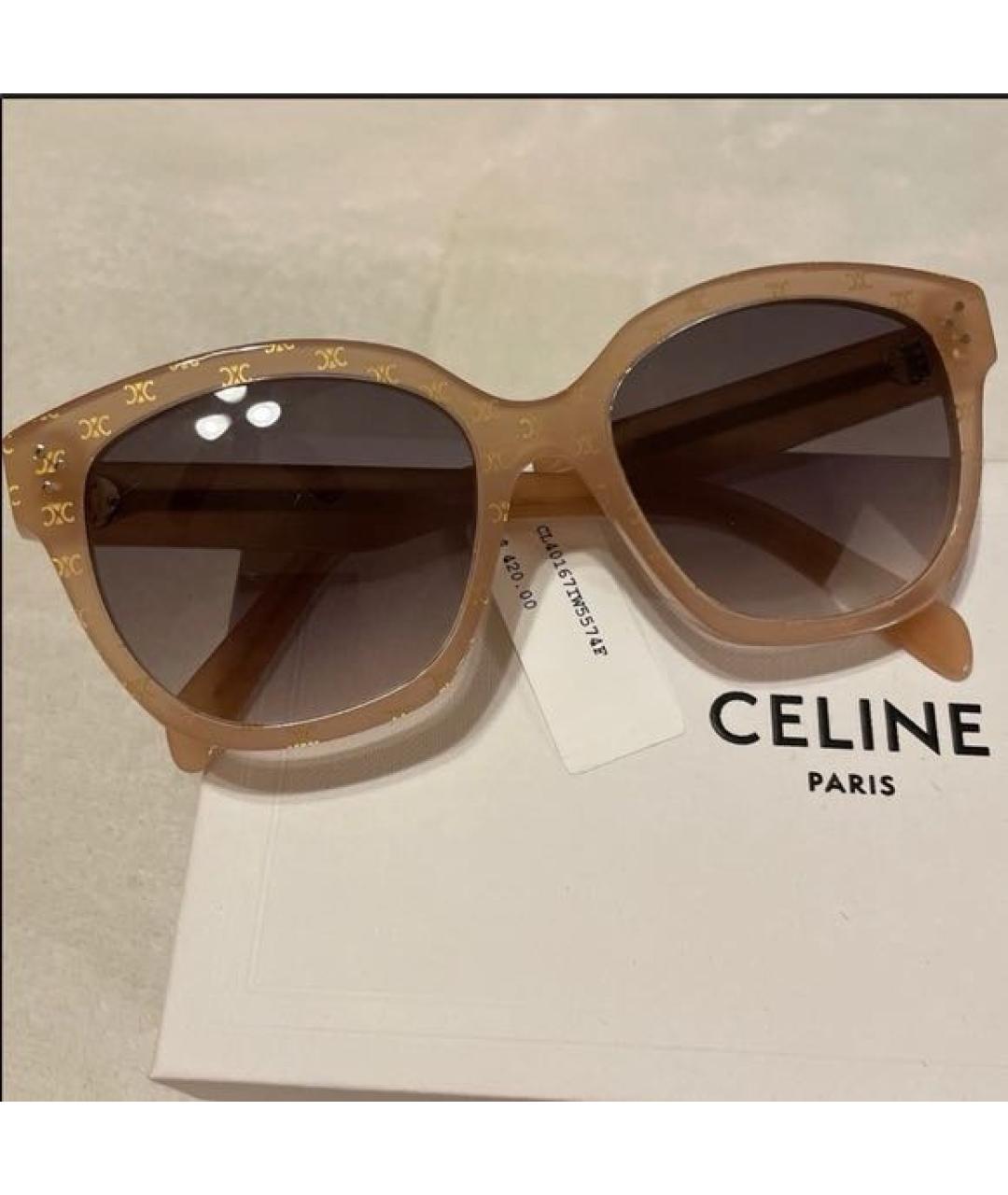 CELINE Бежевые пластиковые солнцезащитные очки, фото 8