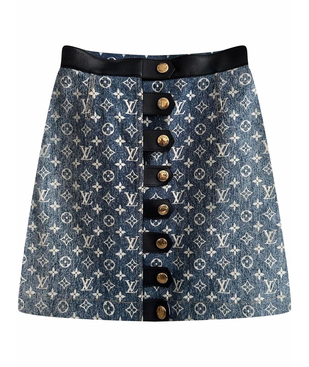 LOUIS VUITTON Синяя деним юбка мини, фото 1