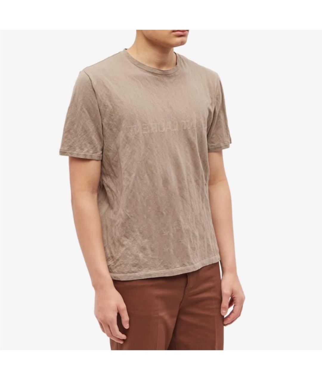 SAINT LAURENT Бежевая хлопковая футболка, фото 2