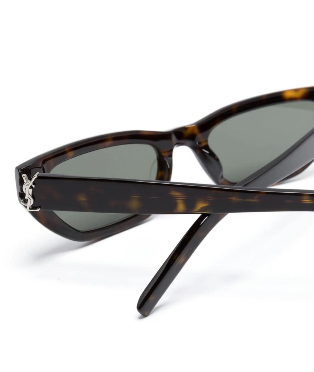 SAINT LAURENT Коричневые пластиковые солнцезащитные очки, фото 3