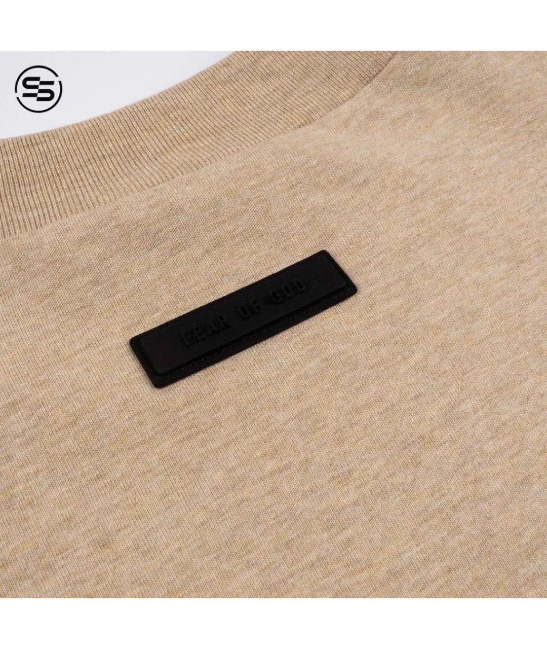 FEAR OF GOD ESSENTIALS Бежевая хлопковая футболка, фото 4