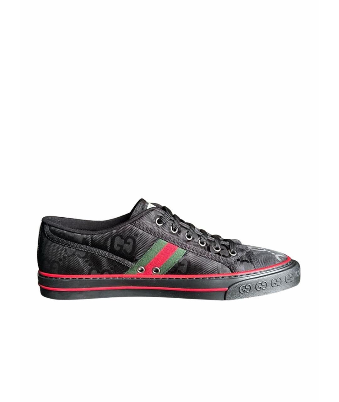GUCCI Черные синтетические низкие кроссовки / кеды, фото 1