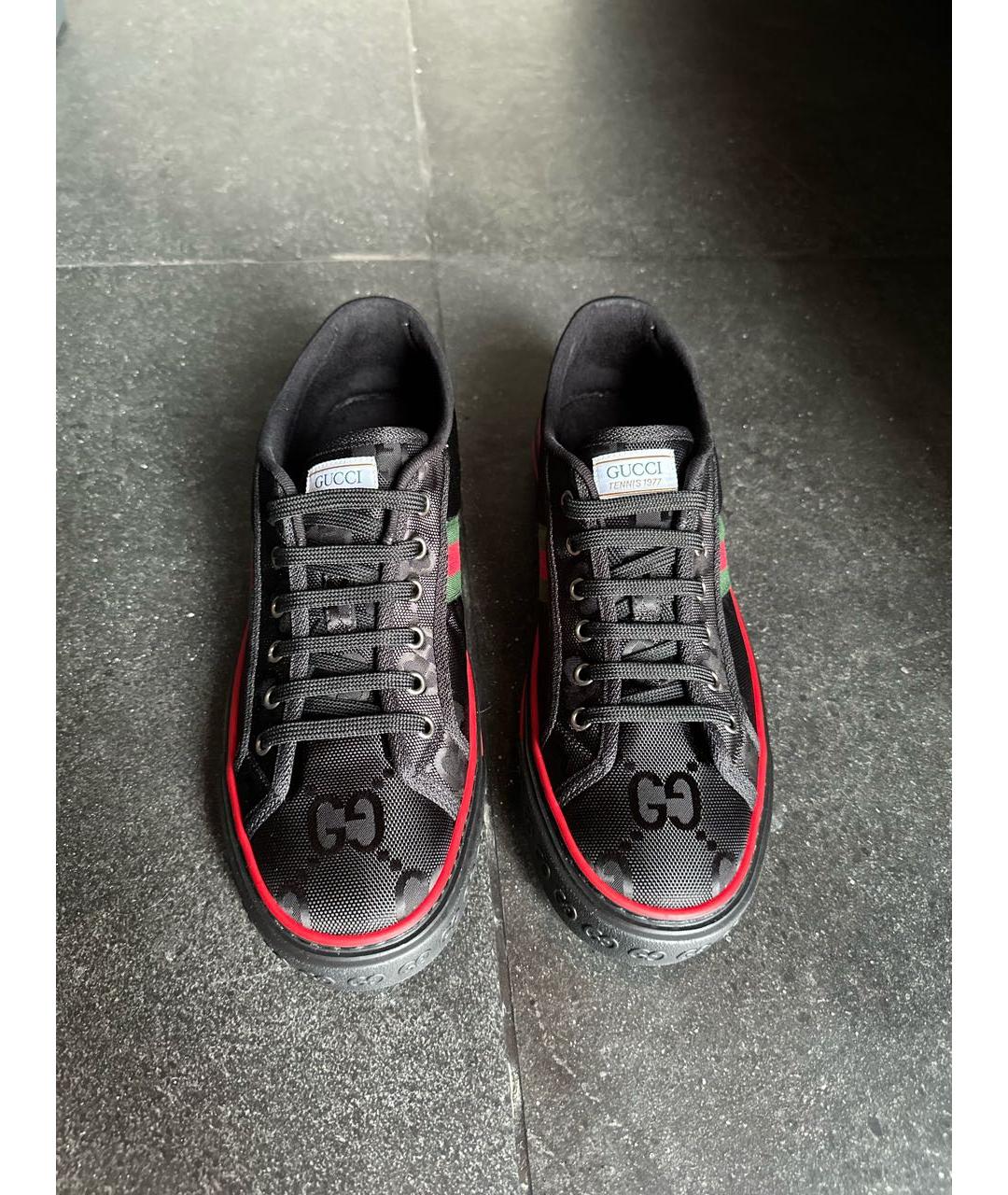 GUCCI Черные синтетические низкие кроссовки / кеды, фото 2