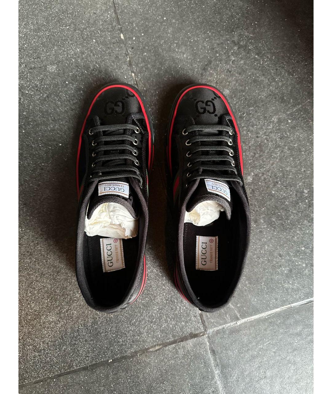 GUCCI Черные синтетические низкие кроссовки / кеды, фото 3