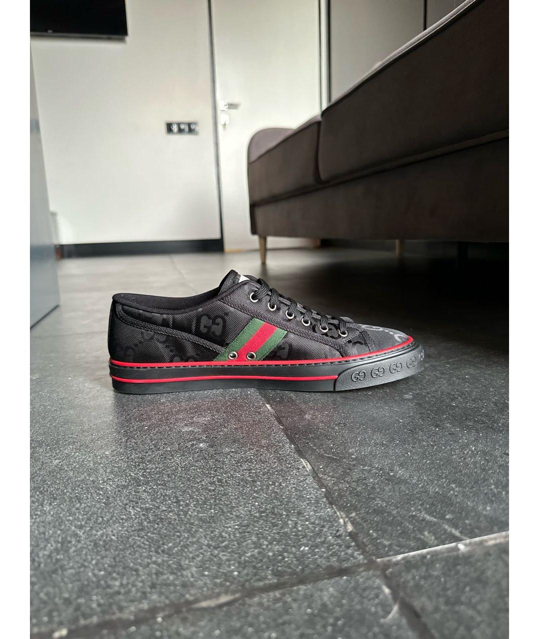 GUCCI Черные синтетические низкие кроссовки / кеды, фото 5