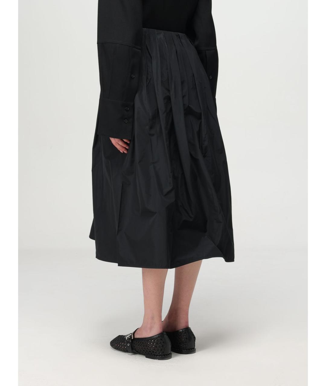 JIL SANDER Черная синтетическая юбка миди, фото 3